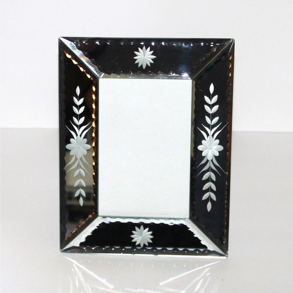 Mirror Venetian Glass Photo Frame 6x4 etched glass floral beveled